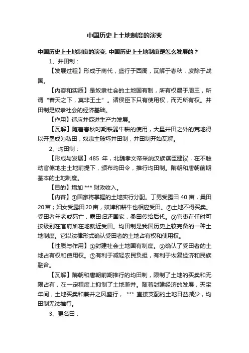 中国历史上土地制度的演变