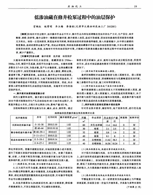 低渗油藏在修井检泵过程中的油层保护