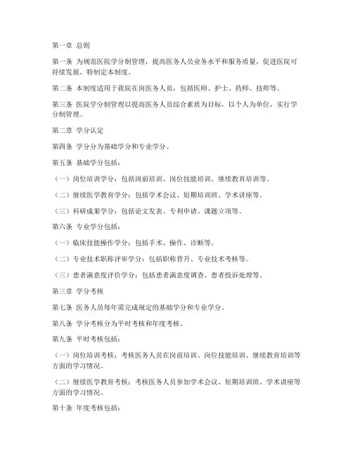 医院学分制管理制度