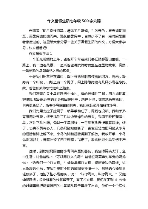 作文暑假生活七年级500字六篇