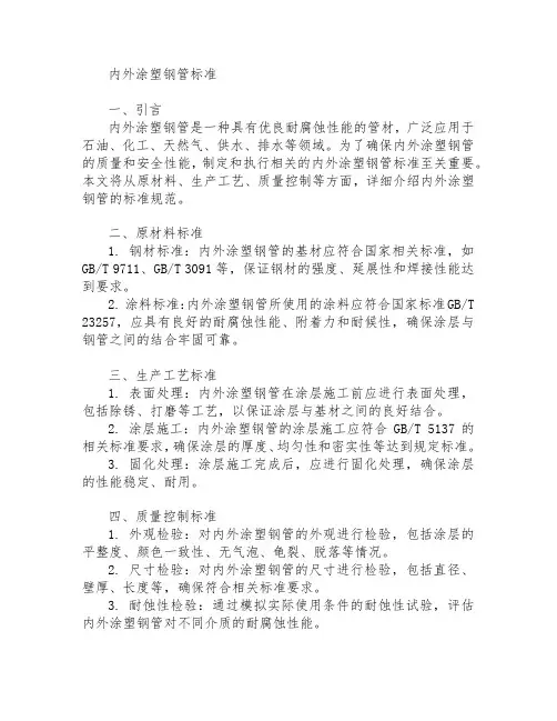 内外涂塑钢管 标准