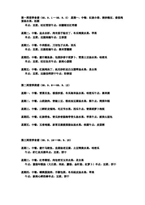 幼儿园食谱大全