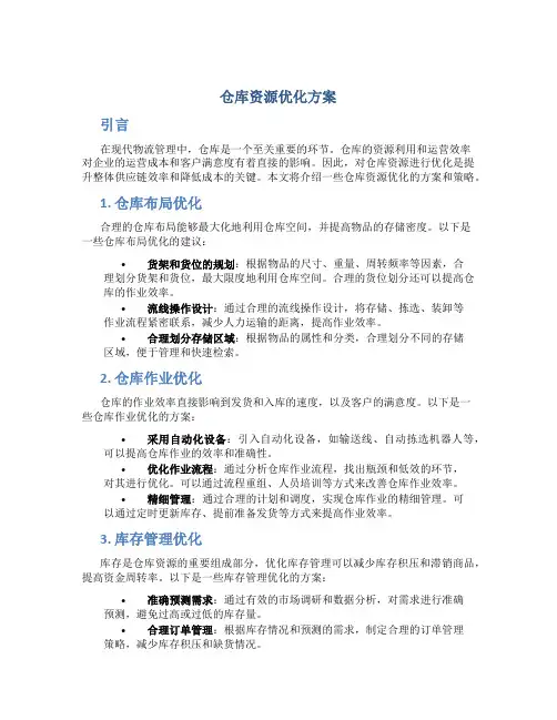 仓库资源优化方案