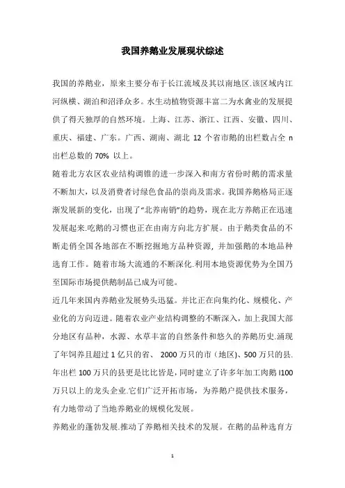 我国养鹅业发展现状综述