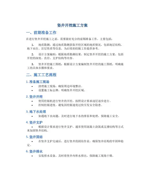 竖井开挖施工方案