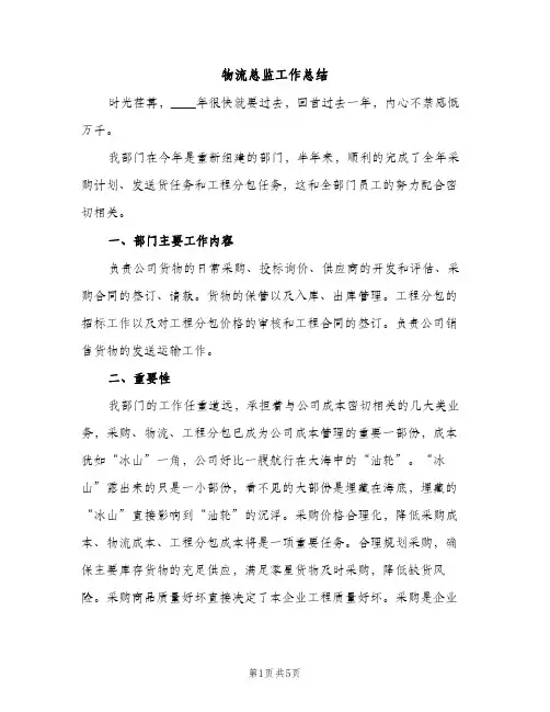 物流总监工作总结（2篇）