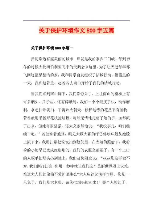 关于保护环境作文800字五篇