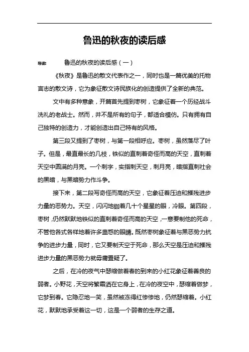 鲁迅的秋夜的读后感