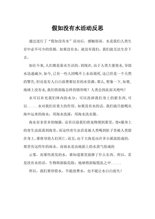 假如没有水活动反思