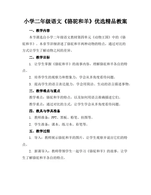 小学二年级语文《骆驼和羊》优选精品教案