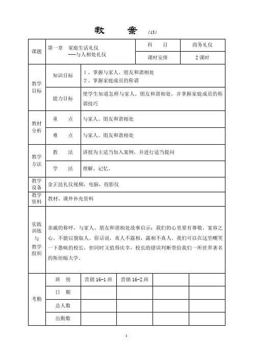 家庭生活礼仪教案 (1)