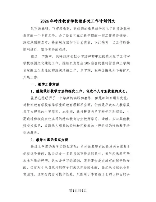 2024年特殊教育学校教务处工作计划例文（2篇）