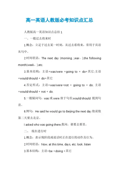 高一英语人教版必考知识点汇总