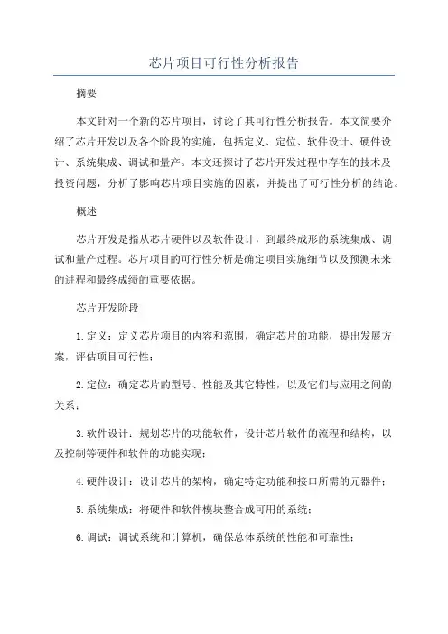 芯片项目可行性分析报告