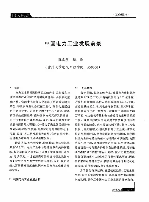 中国电力工业发展前景