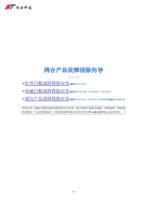 鸿合产品故障排除向导