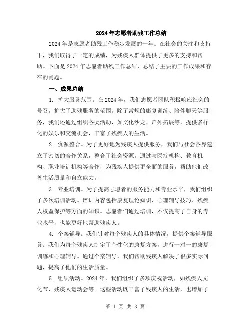2024年志愿者助残工作总结