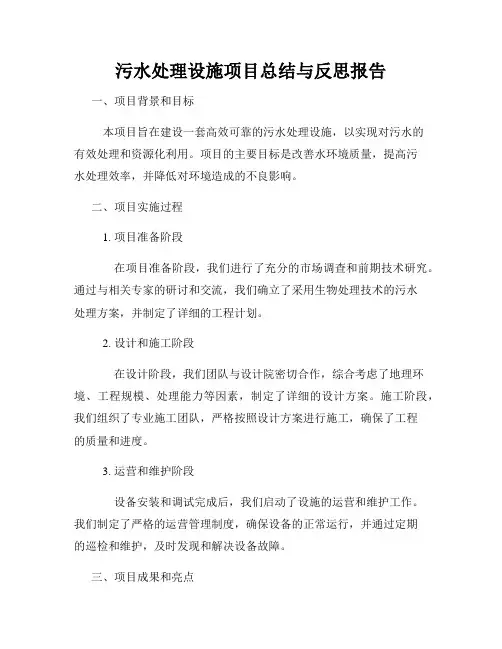 污水处理设施项目总结与反思报告
