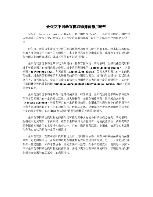 金银花不同器官提取物抑菌作用研究