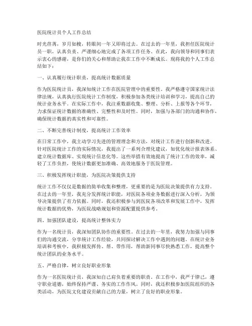 医院统计员的个人工作总结