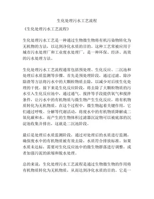 生化处理污水工艺流程