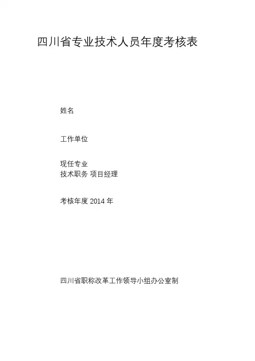 中级项目工程师年度考核(每年一份)原稿