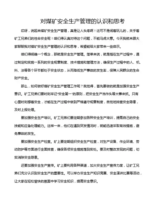 对煤矿安全生产管理的认识和思考