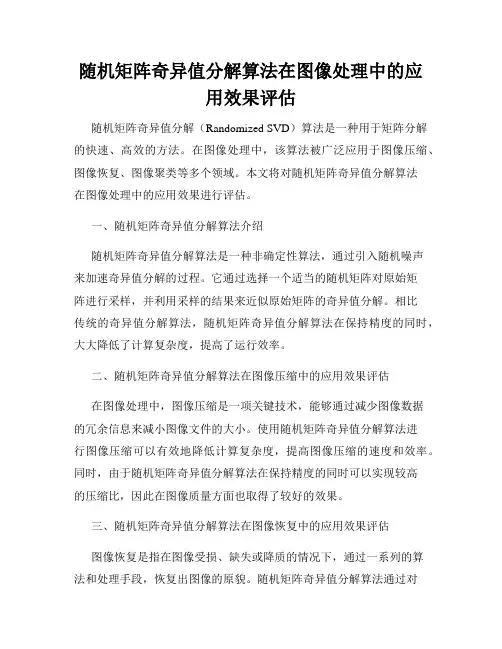 随机矩阵奇异值分解算法在图像处理中的应用效果评估