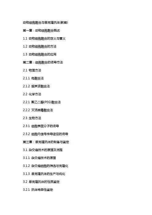 动物细胞融合与单克隆抗体(教案)