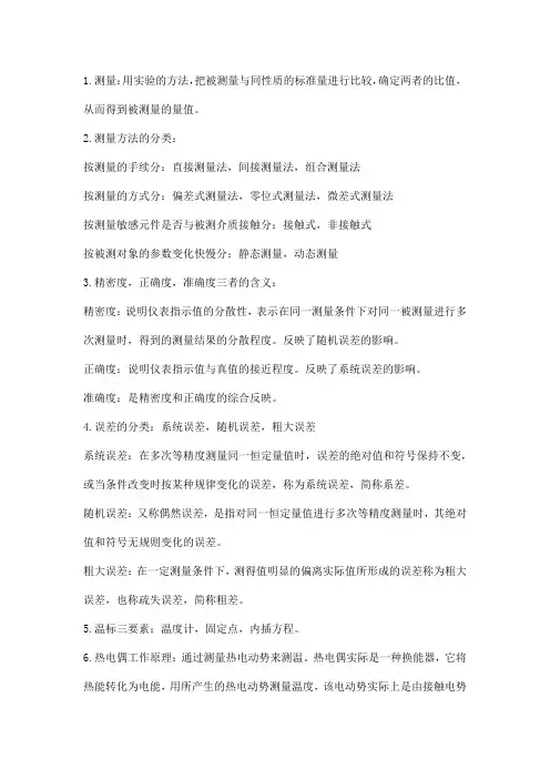 建筑环境测试技术知识点