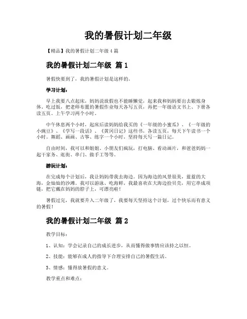 我的暑假计划二年级
