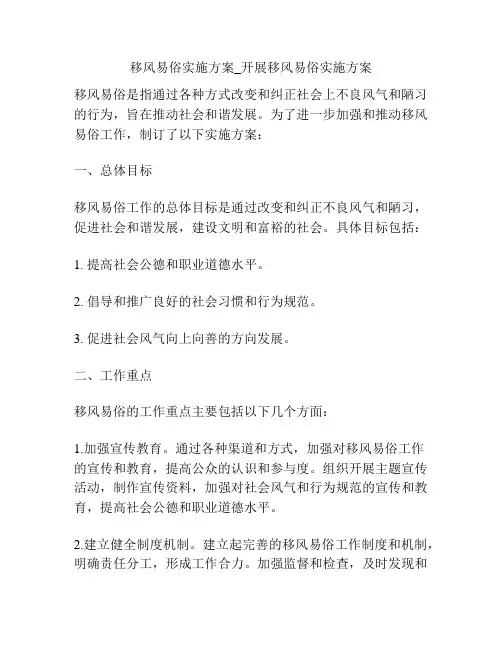 移风易俗实施方案_开展移风易俗实施方案