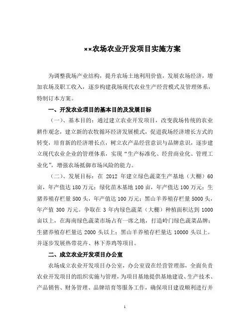 农业开发项目实施方案