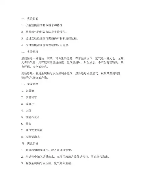 氢能源的实验报告