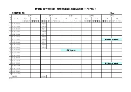 南京医科大学2018-2019学年第2学期课程表(江宁校区)
