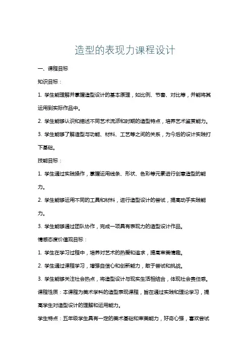 造型的表现力课程设计
