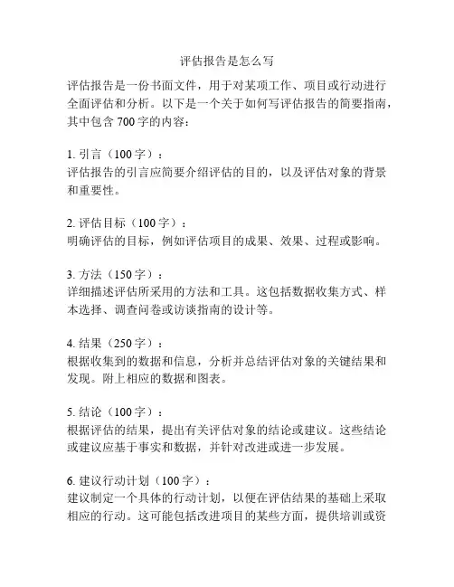 评估报告是怎么写