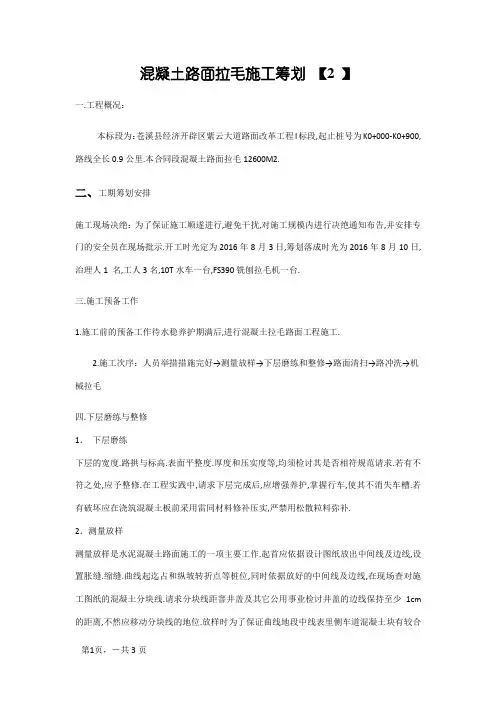 混凝土拉毛路面施工方案