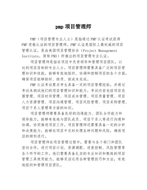 pmp项目管理师