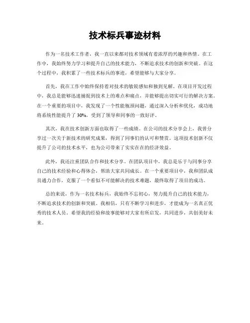 技术标兵事迹材料