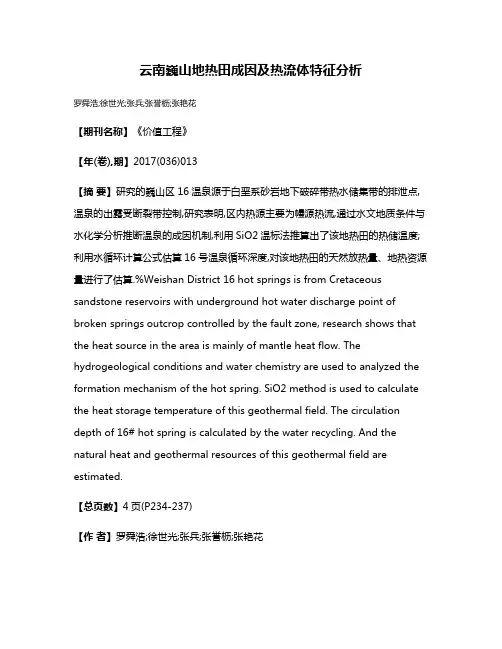 云南巍山地热田成因及热流体特征分析
