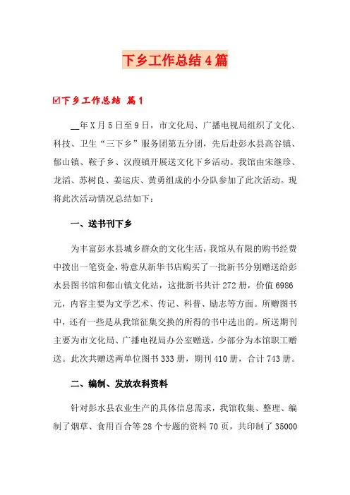 下乡工作总结4篇