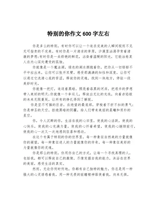 特别的你作文600字左右