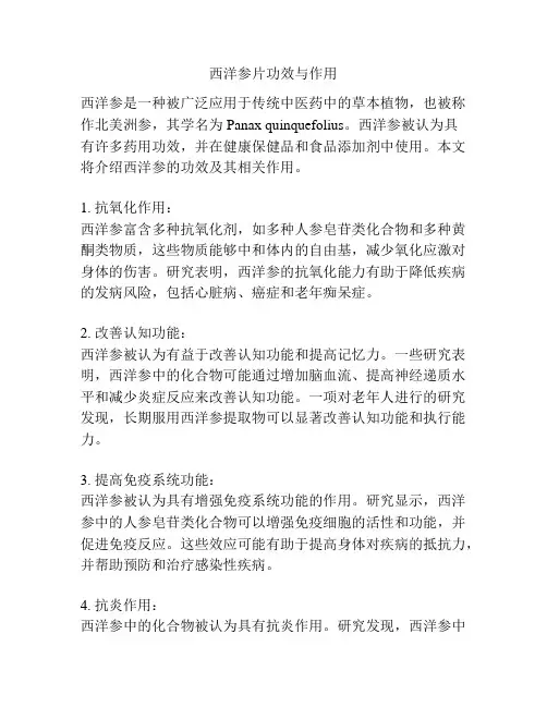 西洋参片功效与作用