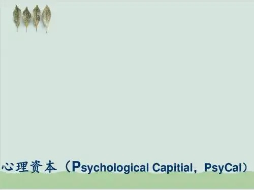 心理资本及其在人力资源中的应用培训PPT课件( 31页)