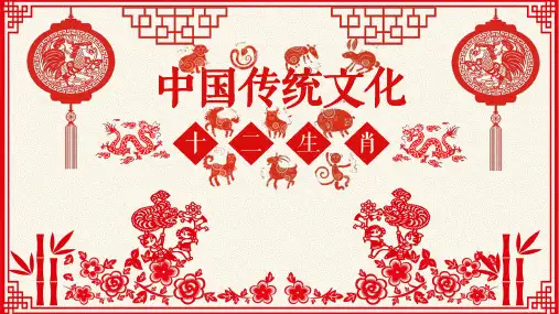 剪纸中国风十二生肖中国传统文化12属相介绍中华民俗时辰台历新年吉祥物动态PPT模板