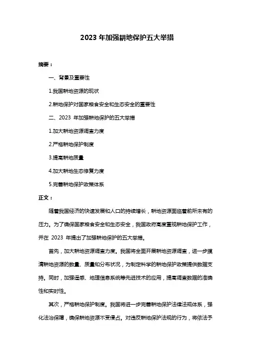 2023年加强耕地保护五大举措