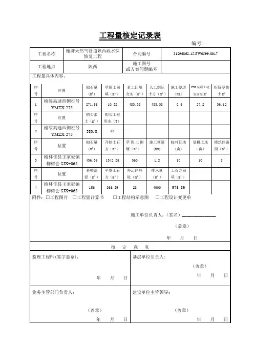工程量核定记录表
