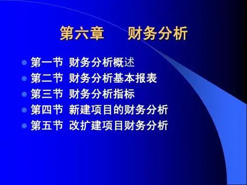 技术经济学第六章 财务分析