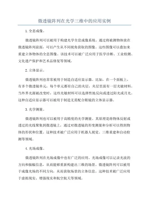 微透镜阵列在光学三维中的应用实例